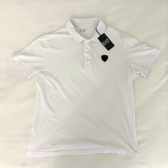 EA7 EMPORIO ARMANI Shield Polo in White (Size: Medium) NEW $170 MSRP - Picture 2 of 6